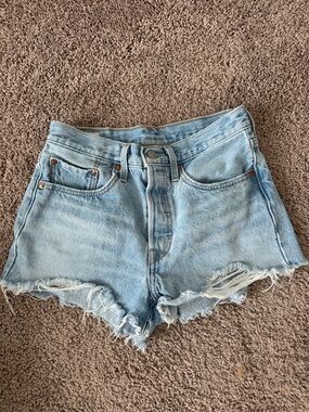 Levi's Light Blue Distressed Denim Shorts